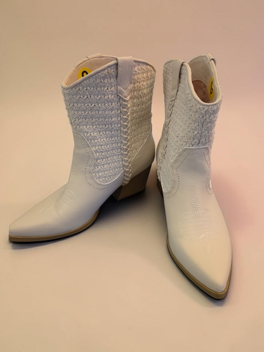Women's White Western Ankle Boots